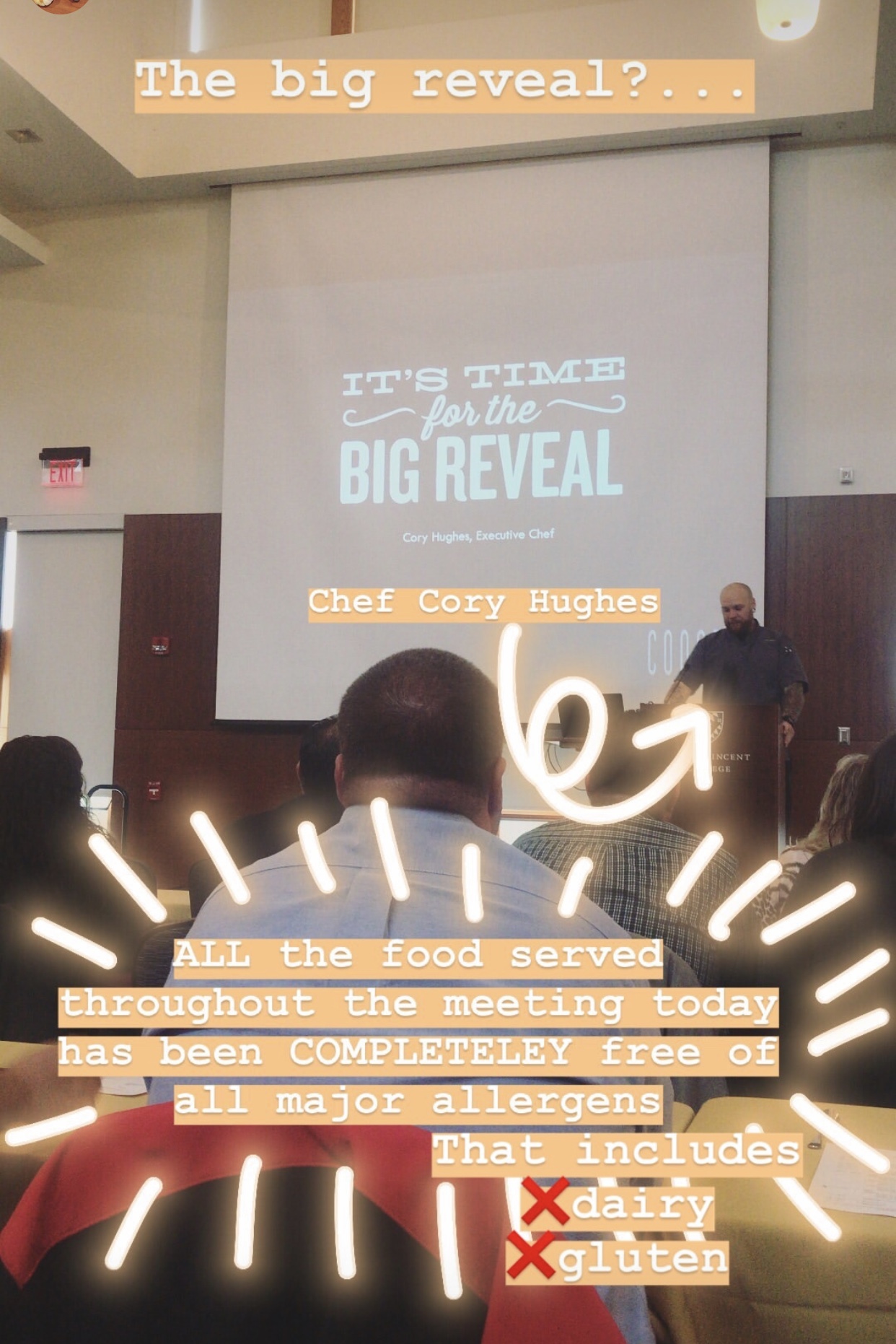 the big reveal: allergen free food at the Parkhurst manager meeting