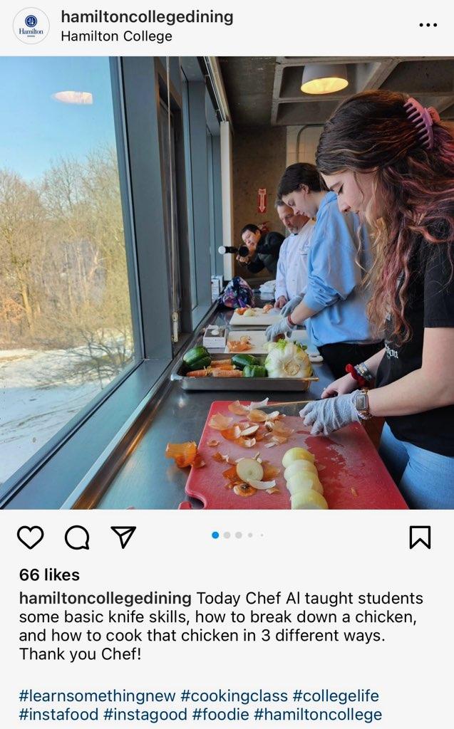 Students use knives to cut ingredients