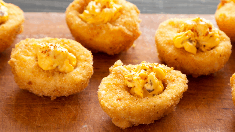 a few deep-fried tempura deviled eggs