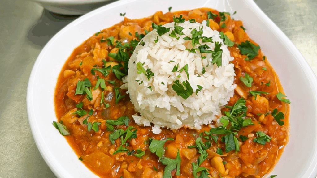 chickpea shakshuka and steamed rice