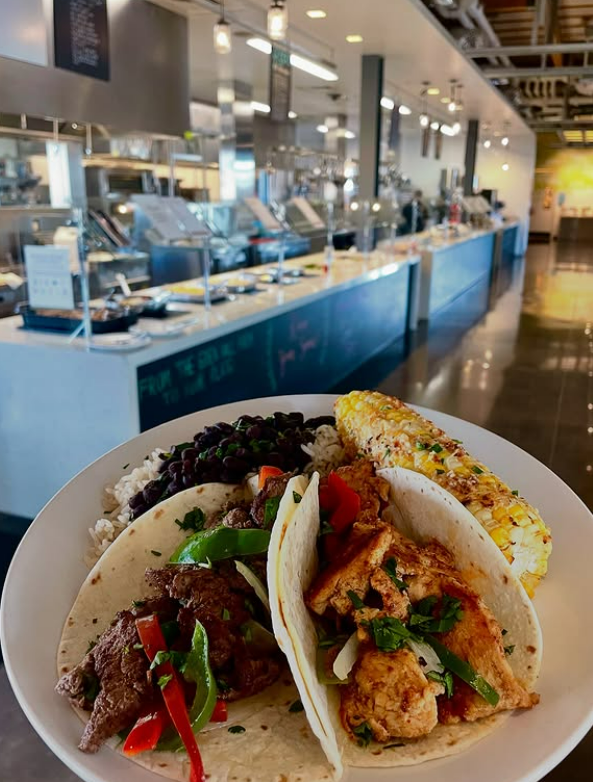 fajitas in front of a cafeteria