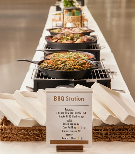 Parkhurst offers a hand-crafted barbecue station with a variety of choices, showing their passion for food.