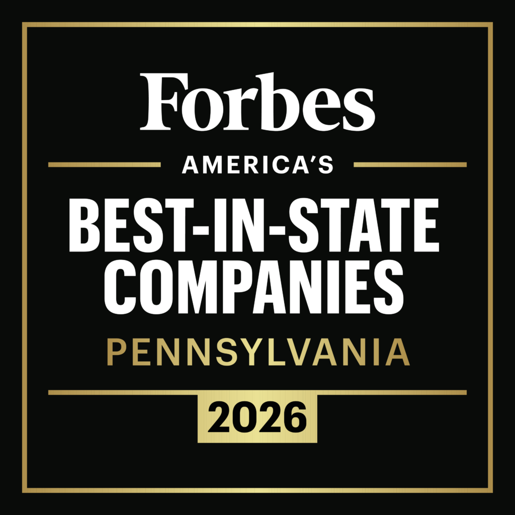Forbes logo black emblem with the text "Best In State Companies, Pennsylvania, 2026"