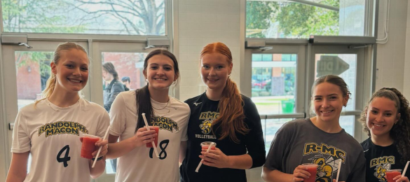 student athletes with their beverages