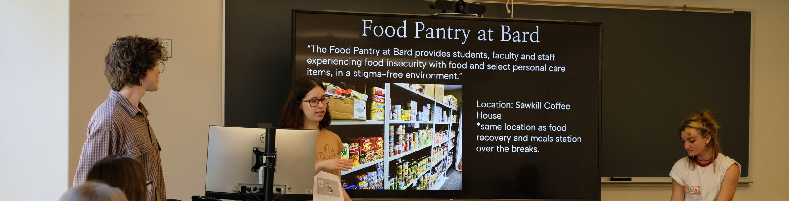 food pantry at bard - students presenting