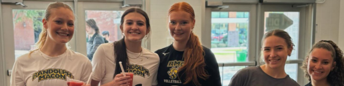 student athletes with their beverages